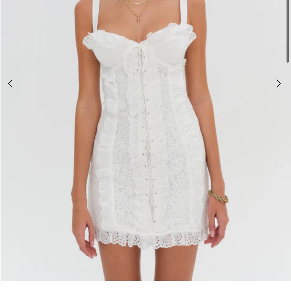 For Love & Lemons Mandy Mini Dress in white size XS